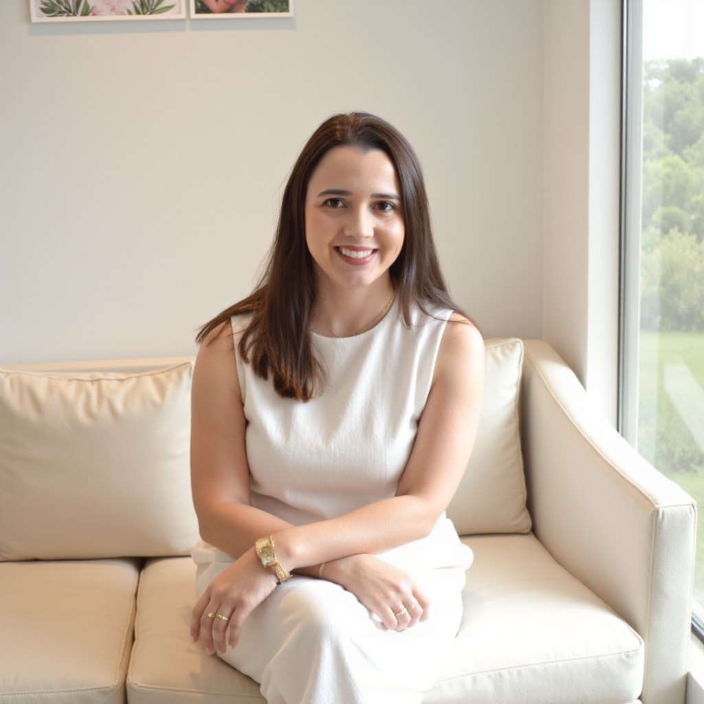 Dra. Bianca Aires, pediatra e mãe, no consultório em Brasília